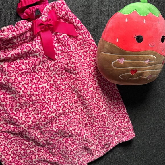 Girls Valentines Gift: Pink Heart Terry Wrap Robe L / XL 8 & Squishmallows - Picture 7 of 10